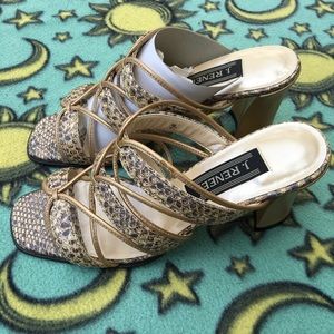 Leather gold and black heels, J.Renee, size 7.5